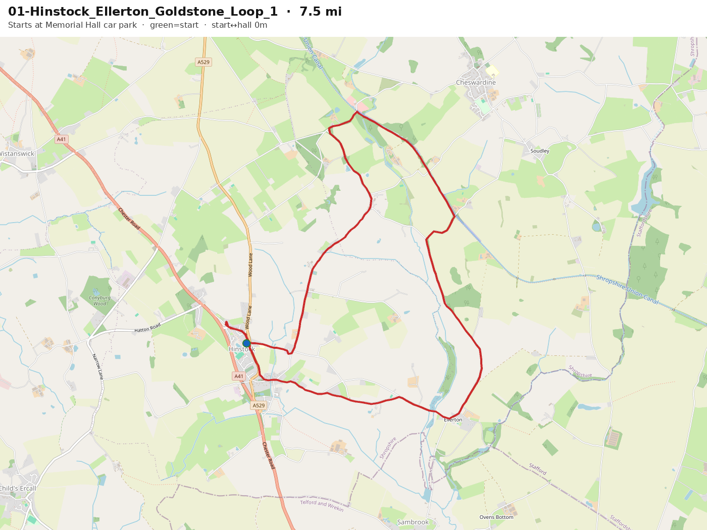 Route map: Ellerton Goldstone Loop